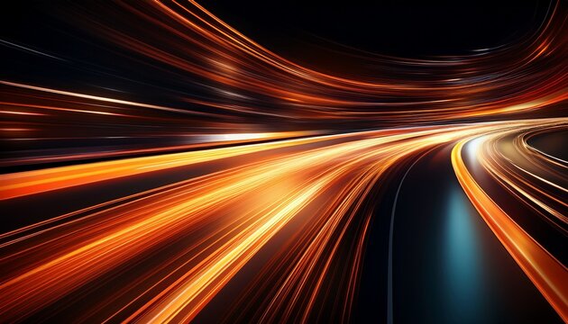 orange car motion trails speed light streaks background with blurred fast moving speed light effect racing cars dynamic flash effects city road with long exposure night lights on black background