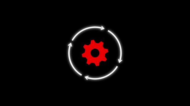 Gear wheel rotation animation on background .Animated of setting gear line icon
