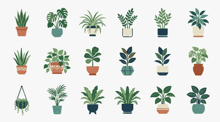 Industrial Style Collection of 19 Unique Potted Plants in Various Colors and Designs for Home Decoration © Sky