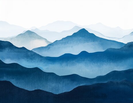 gradient blue mountain background minimal landscape art with watercolor brush line art grunge oil painting texture abstract art wallpaper for prints art decoration wall arts and canvas prints