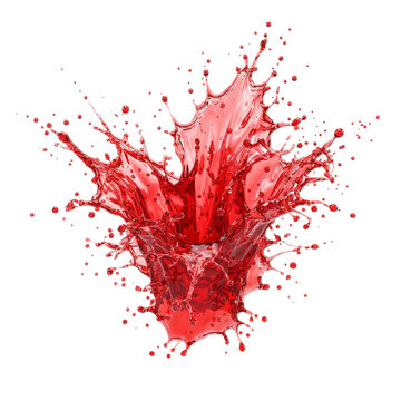 Red blood splatter explosion on white