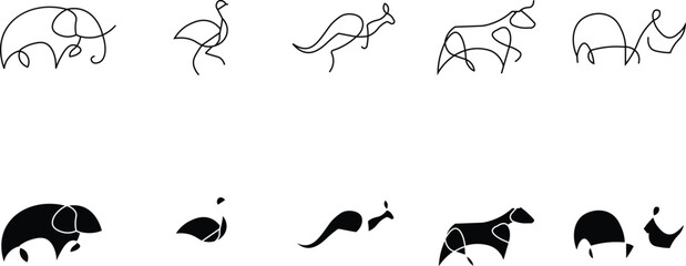 Minimalist animal line art silhouettes © Md