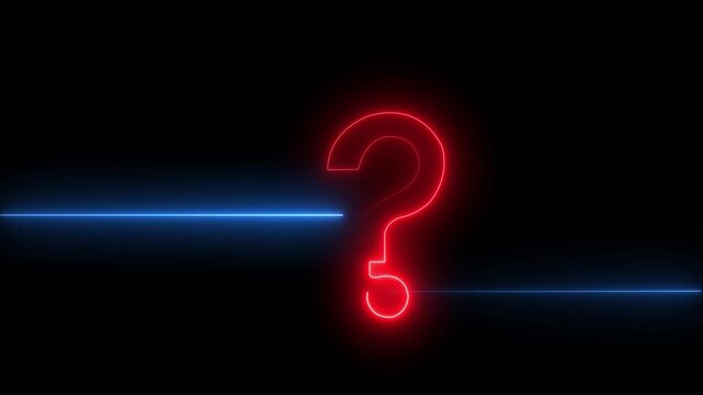 Neon glowing loop Question mark sign Question mark icon asking icon animation Question mark icon. problem sign.