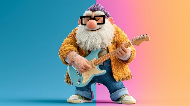 Whimsical Gnome Playing Electric Guitar