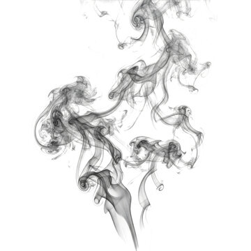 Abstract swirling smoke or ink art in black and white