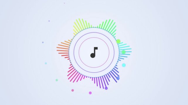 Abstract Circular Sound Waveform with Music Note Animation.