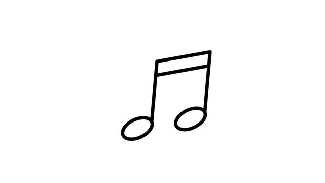 Musical notes animated icon for music sound, audio, melody, rhythm, song, entertainment, media player technology and other. 4K video with alpha channel background