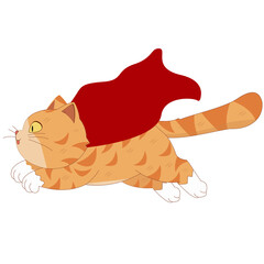 Cartoon Cat With Red Cape Flying © areative