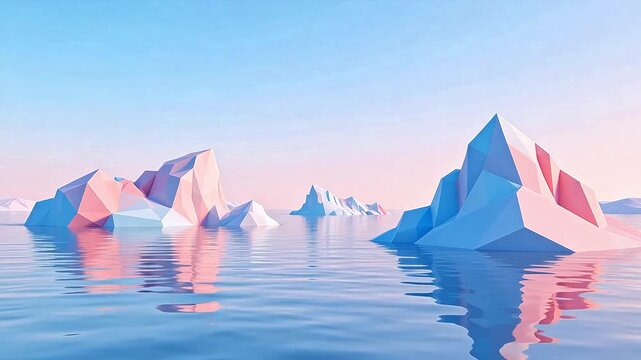 Geometric icebergs in calm water