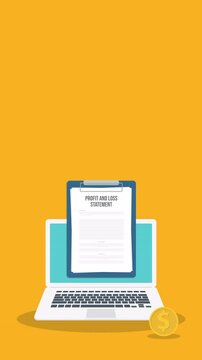 Profit And Loss Statement On Laptop Tax Accounting Financial Report Animation	