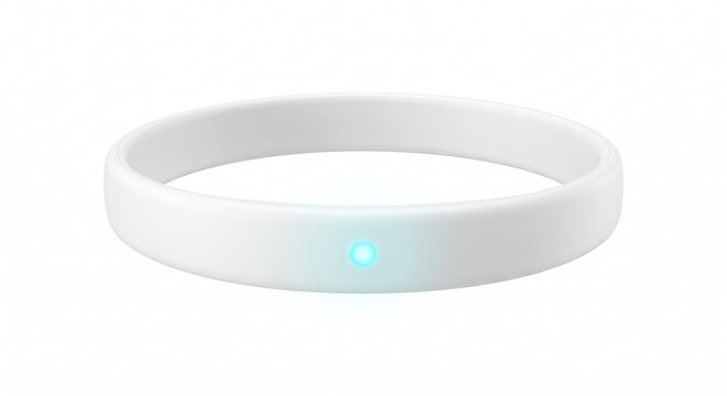 Minimalist white smart headband student focus glowing cyan indicator light