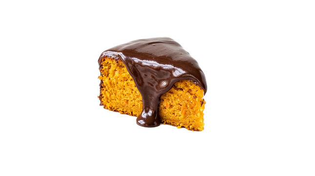 Traditional Brazilian food known as carrot cake with chocolate frosting.on transparent background Typical brazilian food,