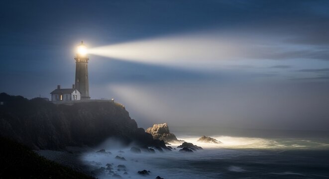 Lighthouse guiding light beam