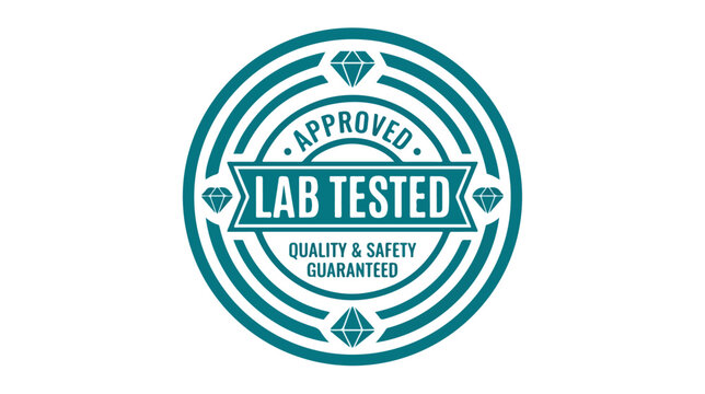 Lab Tested Approved Quality and Safety Guaranteed Circular Badge Stamp.