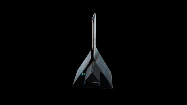 Abstract animation, 3d glass crystal geometric shape, rainbow prism refraction, 4k seamless loop on dark.