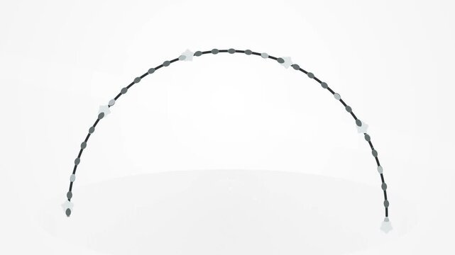 Abstract curved line with dots on white background.