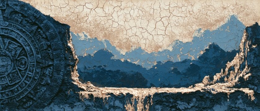 Cracked Ancient Art and Abstract Layered Landscape