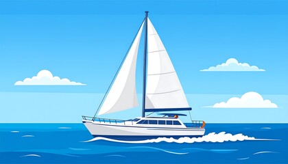 Fototapeta premium Sailing yacht in blue sea.