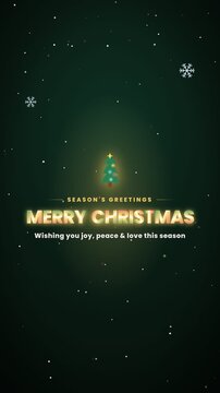 Merry Christmas elegant gold greeting animation with Christmas tree and ornamental frame