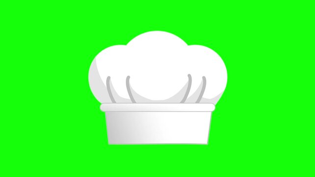 Chef Hat Icon Animation  on Green Screen.