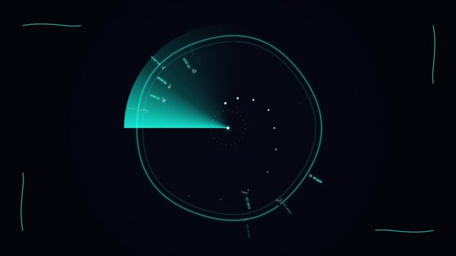 Digital radar scanning screen with rotating light beam for surveillance