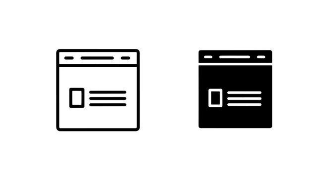 Website browser interface linear and solid icon set with internet