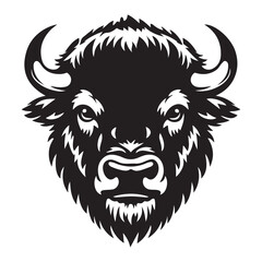 Fototapeta premium Majestic Bison Head Wildlife Silhouette Outline Illustration