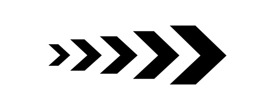 Chevron arrows progression icon, forward movement graphic, acceleration direction symbol, advancement design vector, speed momentum illustration, geometric arrow sequence