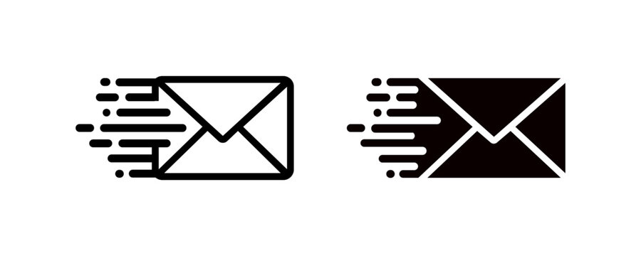 Fast mail envelope icons, digital communication graphic, email delivery symbol, quick messaging design, online correspondence vector, speedy transmission illustration