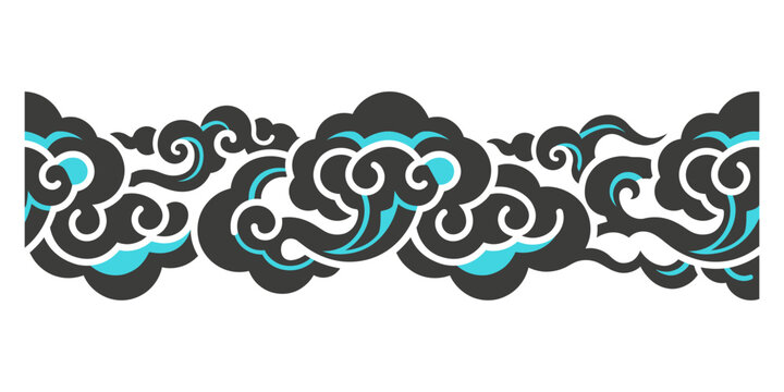 Oriental cloud pattern traditional stylized decorative border with oriental traditional decorative stylized ornament background illustration abstract seamless heritage scrolling creative