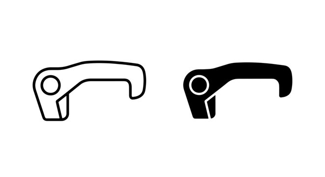 Mechanical lever latch trigger mechanism icon set with mechanism