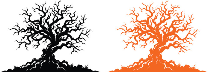 Halloween Tree Illustration Isolated on Branches on a transparent background © Nasima