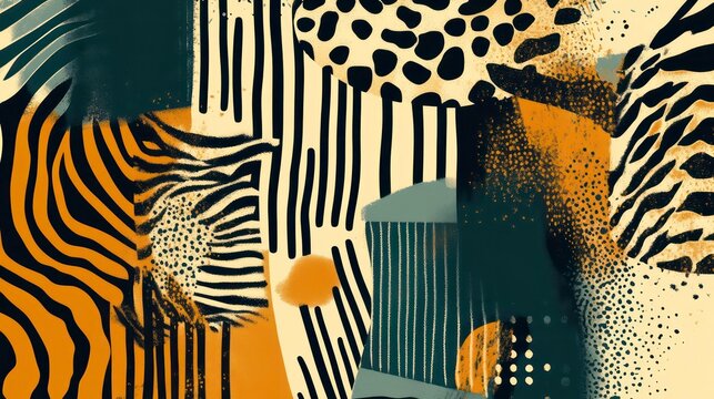 Wild geometric safari patterns with abstract animal print designs