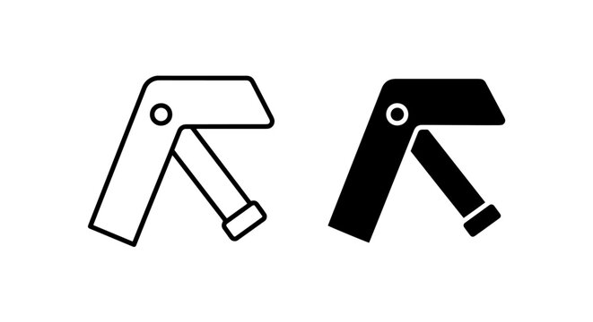 Handheld stapler office tool icon set linear and solid style