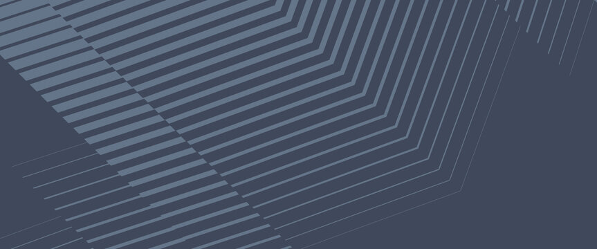Abstract dark blue geometric pattern background with chevron shapes and halftone diagonal lines. Minimalist navy vector texture with modern corporate parallel stripes.