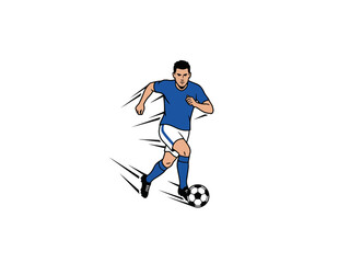 Fototapeta premium Soccer player dribbling ball with motion effect illustration