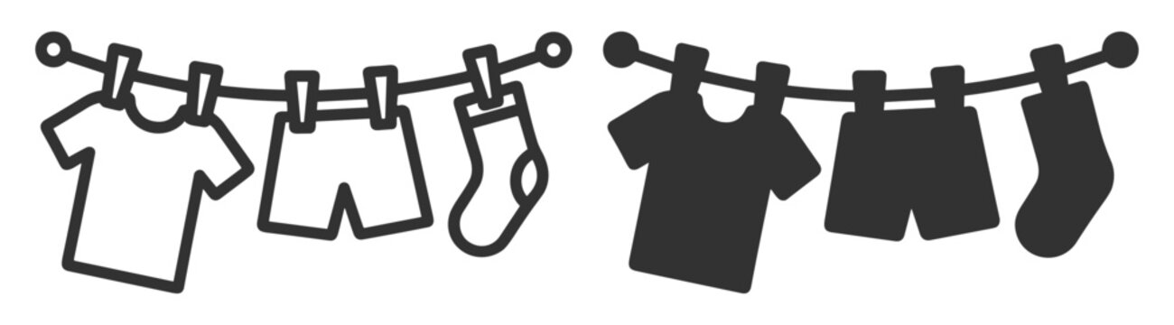 clothes hanging on a clothesline vector illustration on transparent background