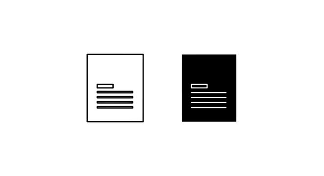 Document file with header icon set in outline and solid, document