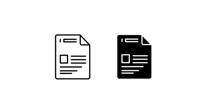Document and file interface icons in outline and solid style