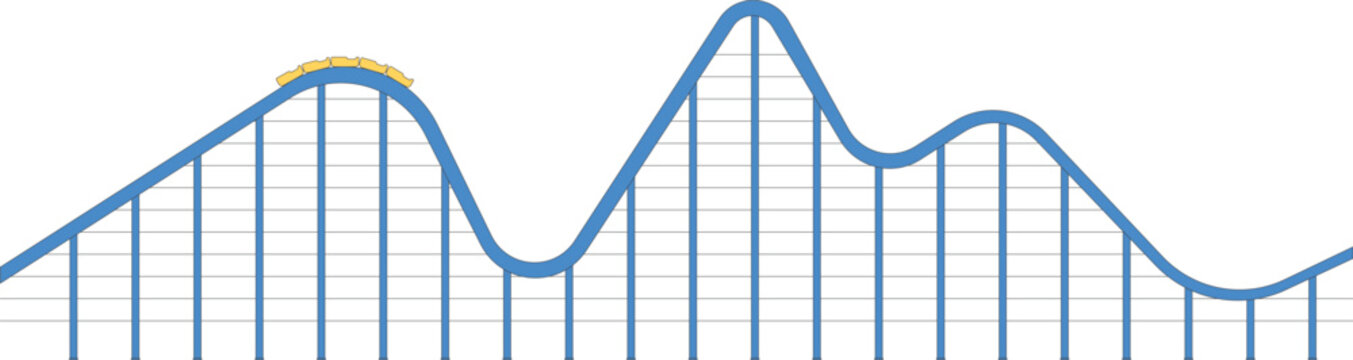 Roller Coaster Track Illustration with Amusement Park Ride, Thrill Attraction, and Theme Park Railway Design