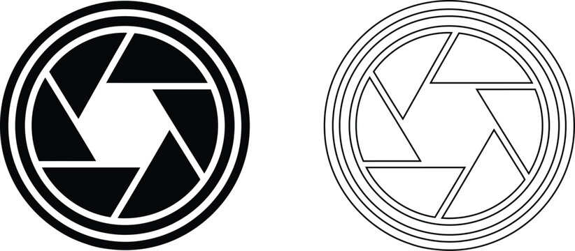 Abstract camera aperture iris shutter symbols with aperture diaphragm photography geometry