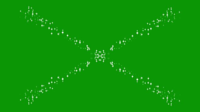 Twinkle star burst glitter sparkle, pixie dust path, shining white particle stars dust, fairy tail glitter particles sparkling, shimmer particles motion on green background, 4k video