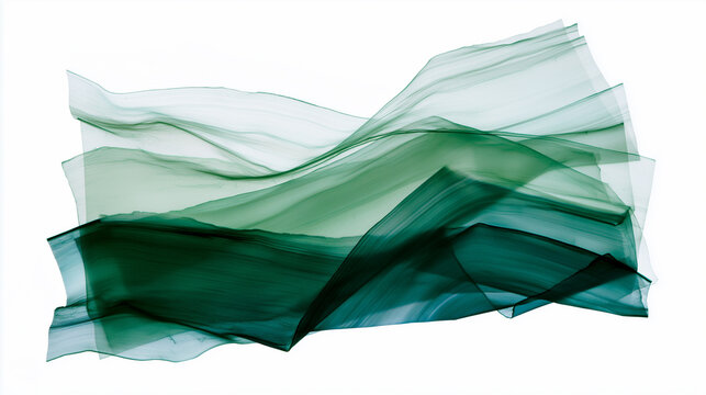 Translucent green spirulina sheets glow under soft light, flowing in elegant emerald and teal gradients, showcasing algae as a premium wellness superfood ingredient.
