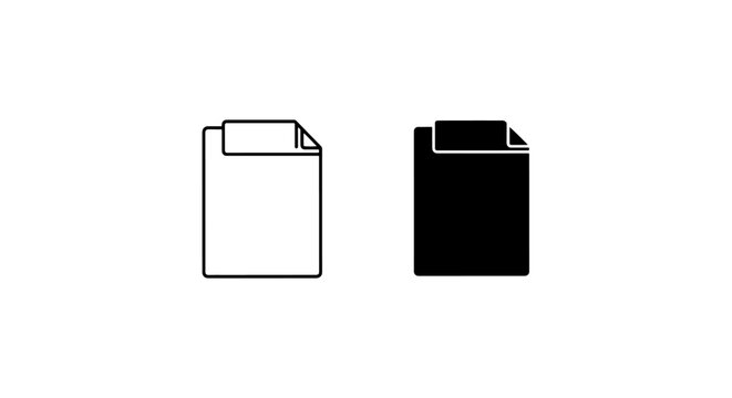 Document file page icons outline and solid style with document
