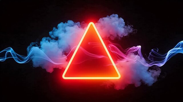 Neon triangle with smoke