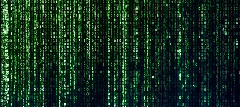 Data Stream Matrix Code Glowing Green Binary Digits Abstract Background for Digital Technology News.