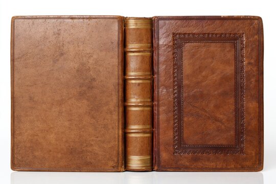 The Leather Bound Antique Book with Ornate Spine and Worn Brown Cover