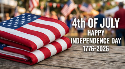 Folded American flags for Independence Day 2026 celebration.