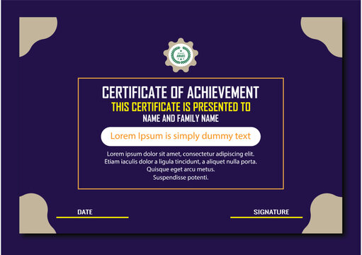Certificate design. Fully vector file. CMYK color mode for print. Editable color. Free font used. Easy to download.