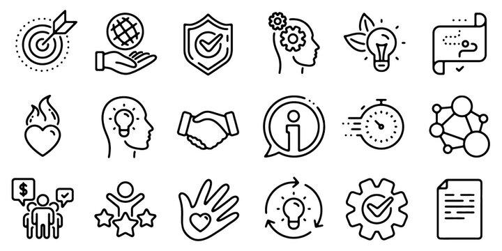 Core Values and Business Strategy Line Icons Set, Integrity and Growth Vector Illustration on Transparent Background